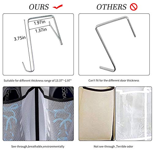 KEEPJOY Over The Door Shoe Organizer 2 Pack,Mesh Pockets Hanging Shoe