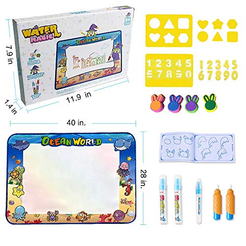 CPSYUB AquaDoodle Mat,Large Size 40x28 inches Kids Toys with Colorful Aqua Magic Mat&Water Drawing Doodle Mat,Educational Kids Toys for Age 1 2 3 4 5 6 7 8 9 10 11 Year Old Boys Girls Age Toddler Gift - Thumbnail 3
