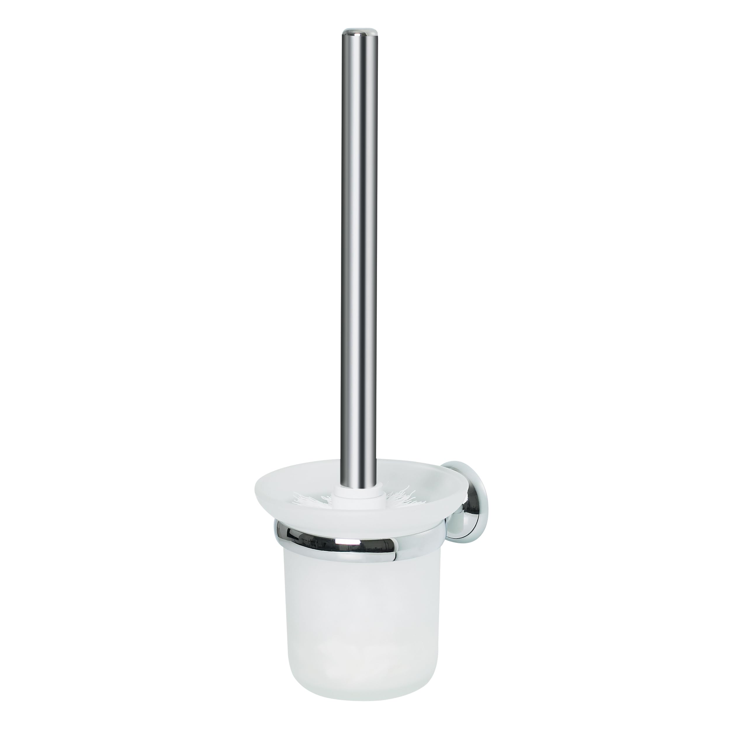 Spirella Grey Country Collection Bathroom Brush with Holder 11.5 x 11.5 x 35 Chrome-Plated Metal and Glass, 11.5 x 11.5 x 35 cm