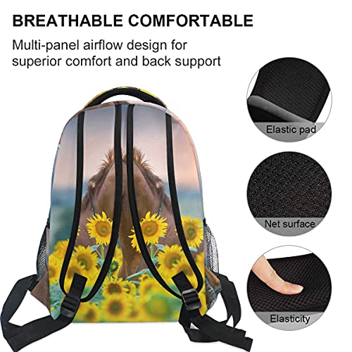 Horse Sunflowers Backpack Girl Backpacks for School Elementary Cute