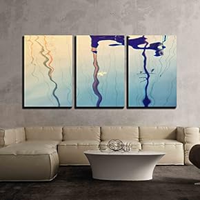 3 Piece Canvas Wall Art - Reflection in Water Yachts on The Bay - Modern Home Art Stretched and Framed Ready to Hang - 16"x24"x3 Panels