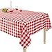 YEMYHOM 100% Polyester Spillproof Tablecloths for Rectangle Tables 60 x 84 Inch Indoor Outdoor Camping Picnic Rectangular Table Cloth (Red and White Checkered)