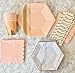 Pretty Peach Gold and Marble 69 Pcs Setting for 8 Deluxe Plates Napkins Cups Birthday Party Supply Wedding Bridal Shower Tableware Sets