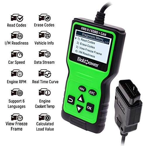 Bolt Power OBD2 Scanner Code Reader, Read and Erase Fault Codes