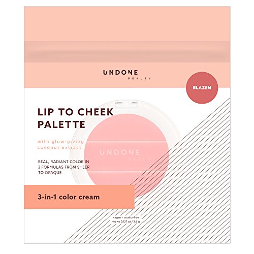 3-in-1 Lip + Cheek Cream. Coconut Extract for Radiant, Dewy, Natural Glow - UNDONE BEAUTY Lip to Cheek Palette. Blushing, Highlighting & Tinting. Sheer to Opaque Color. Vegan & Cruelty Free. BLAZEN