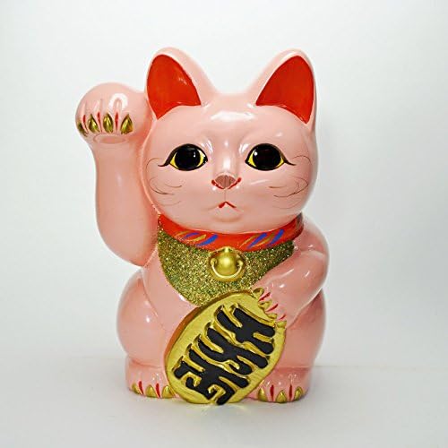 Tokoname Ware 7.5'' Maneki Neko Right Hand Sakura Color