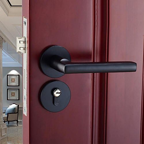TDJDYQ Bedroom Bathroom House lock Split door lock Handle lock Mechanical door lock Separation lock Suitable for interior doors Space aluminum Left and right hand Black/ White , Black , A