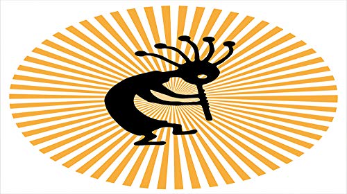 Lunarable Kokopelli Cola Can Shape Piggy Bank, The Fertility Deity Kokopelli Dancing on Abstract Sun Background Illustration, Ceramic Cola Shaped Coin Box Money Bank for Cash Saving, Yellow Black