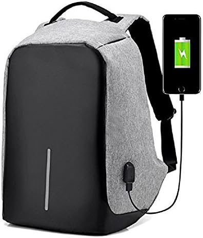 Anti Theft Laptop Backpack,Slim Business Computer Bag With USB Charging Port, Water-resistent College School Backpack For Men Women, Fits Under 15.6 inch Laptop/Notebook by Jiuyin(Grey)