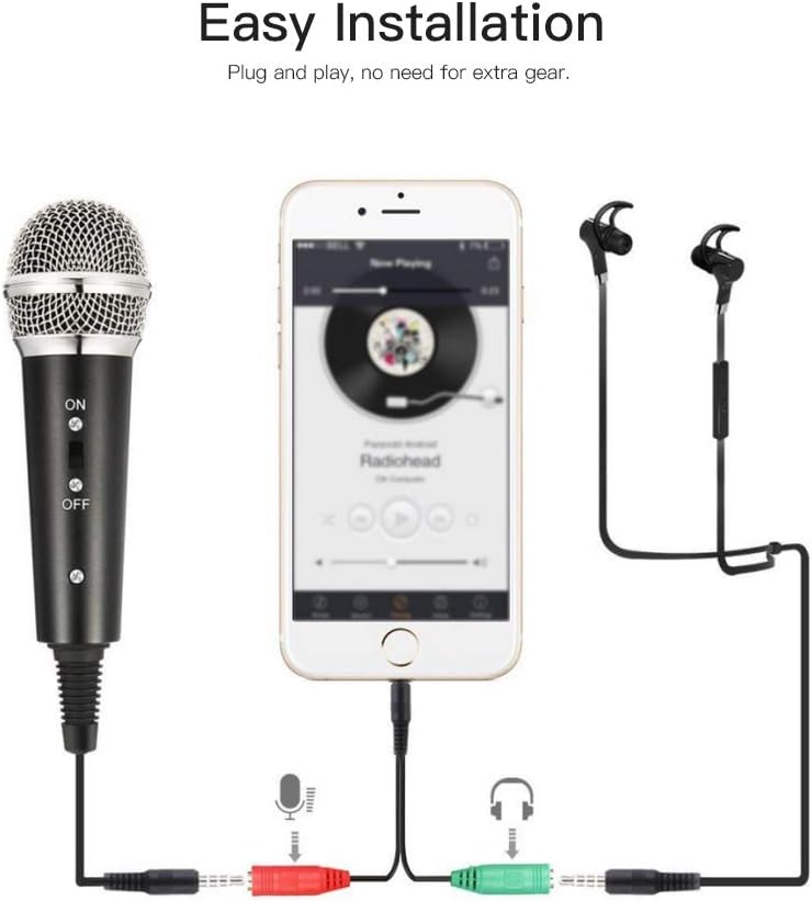 Godyluck- Wired Condenser Microphone Audio 3.5mm Studio Mic Vocal Recording KTV Karaoke Mic with Stand for PC Phone: Electronics