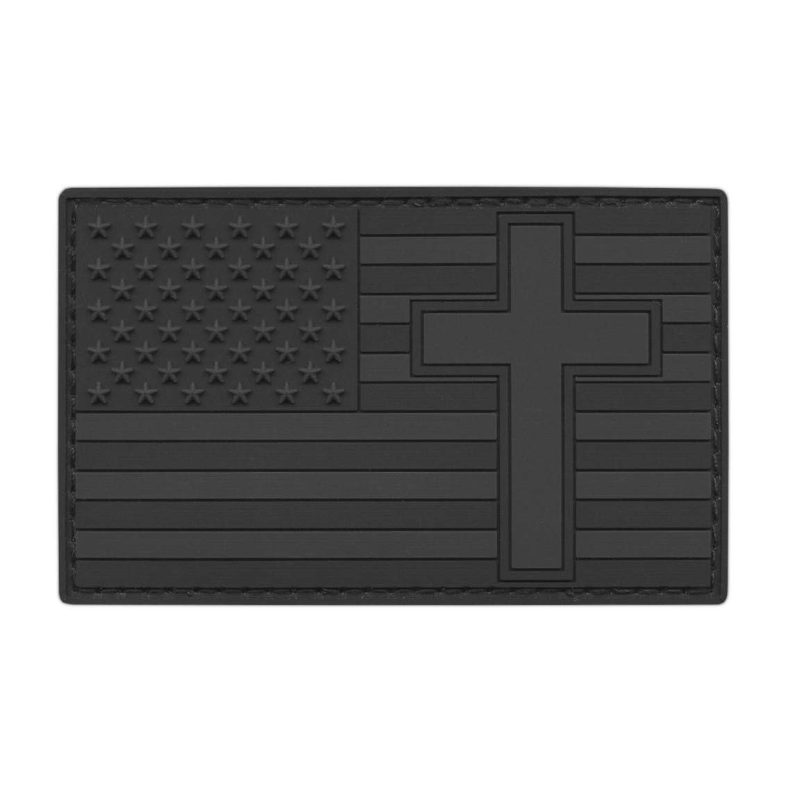 Blackout USA America Flag Crucifix Jesus Christ Subdued Christian Crusader Tactical Morale PVC Rubber Touch Fastener