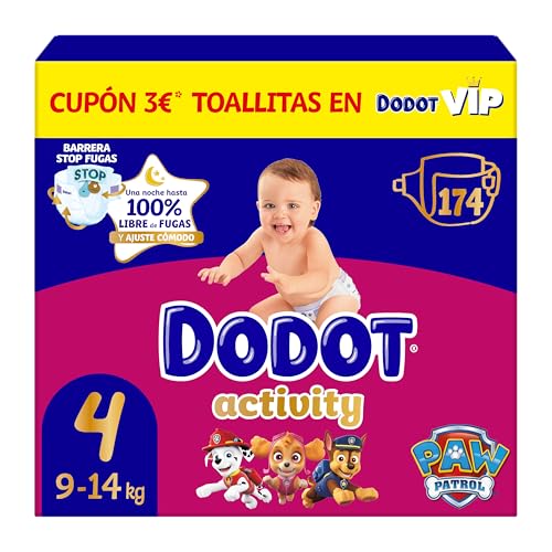 Pañales Bebé Activity Talla 4 (9-14 kg), 174 Pañales, Nuestro Nº1 en Absorción y Comodidad