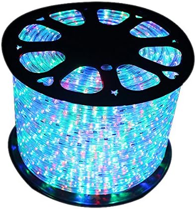JCL 328'ft Spool 3 Wire LED Flat Rope Light AC110-120 V Multi-color Red Green Blue Yellow Home Christmas Lighting with Controller