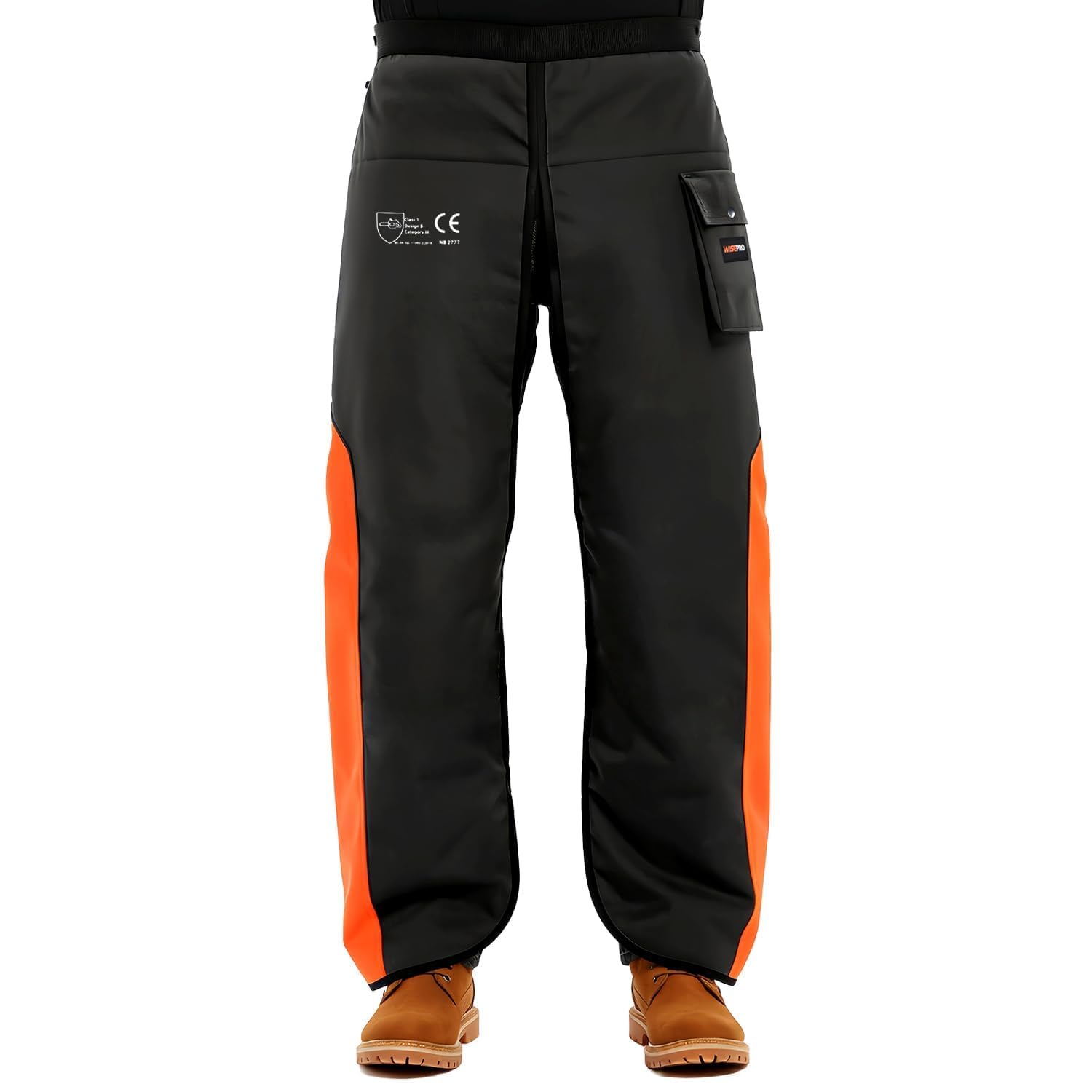 WISEPRO Universal Kettensägen-Sicherheitsleggings,Schnittschutz Chaps, Verstellbare Chainsaw Chaps Kettensägen-Schürze Schnittschutzhose für Männer/Frauen(Orange-Schwarz)
