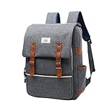 Kemladio Vintage Backpack 15.6 Inch Slim Laptop Bag College Backpack School Bag Casual Daypack for Travel and Trip (Gray)