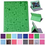 HDE Leather Folio Case and Stand with Magnetic Cover for 1st Generation iPad (Green Cartoon)