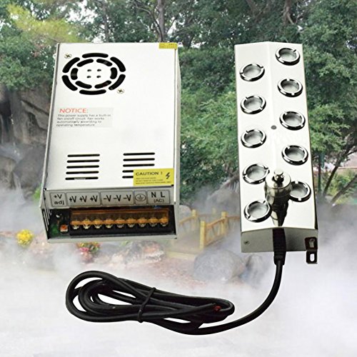 TOPCHANCES 220V 4.5kg/h 3500-5000ML/H Industrial 10 Head Ultrasonic Mist Maker Fogger Air Humidifier w/Transformer Accessories Fountain Pond Atomizer Greenhouse Hydroponics for Garden/Lawn/Pond - Thumbnail 5
