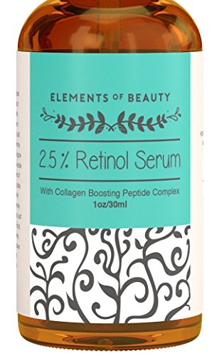 Elements of Beauty 2.5% Retinol Serum (Vitamin A) - Collagen Boosting Peptide Complex Firms Skin and Refines Appearance of Wrinkles for Anti-Aging Skincare - With Hyaluronic Acid and Vitamin E - 1oz