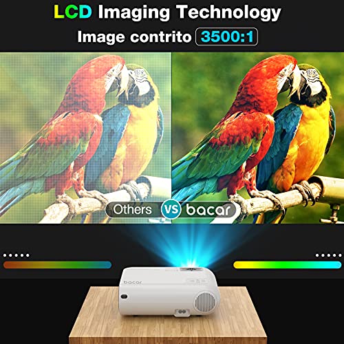 Mini Projector with Projector Screen, BACAR 6000 Lux Portable Projector Support 1080P HD 200" Display Compatible with HDMI USB VGA AV TF iOS & Android PS5 Home Outdoor Movie Projector - Image 5