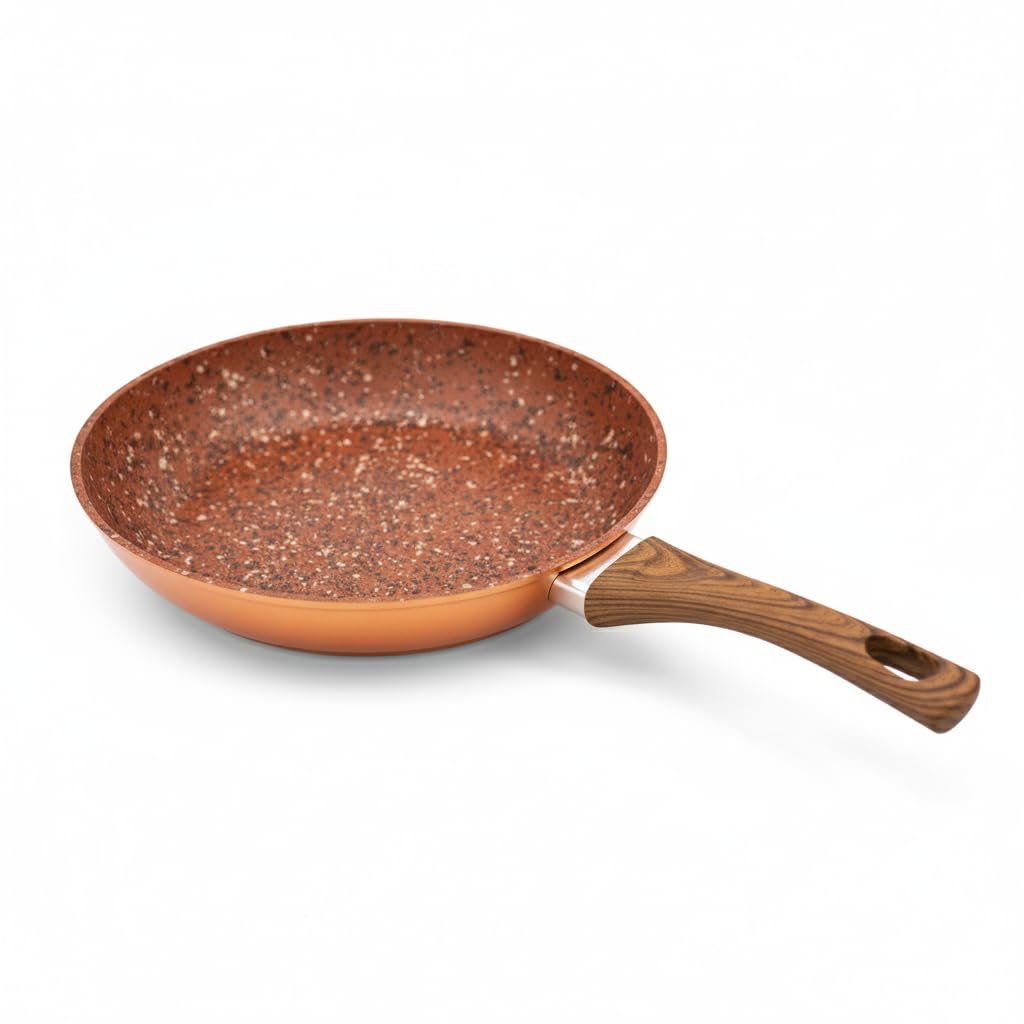 STARLYF Non-Stick Frying Pan Copper & Stone Pan, 24 cm, with Granite Inner Coating, Easy to Clean, Anti-Scratch, Non-Stick pan Induction (24 cm)