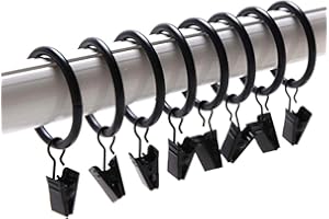 Coideal Small Curtain Rings with Clips - 30 Pcs 1 Inch Mini Black Metal Drape Clip Hook for Drapery