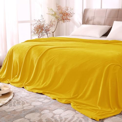 BEDELITE Fleece Blankets Queen Size Yellow Throw