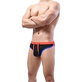 ZONBAILON Mens Swimwear Sexy Swim Briefs Low Rise Quick Dry Bikini Swimsuit with Drawstring