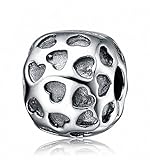 Clips Lock Stopper Charm Lots of Loveheart Authentic 925 Sterling Silver Clip Spacer Beads