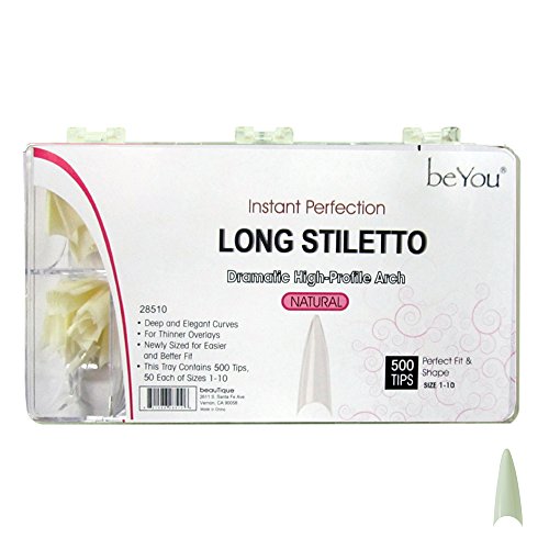 Beyou Natural Long Stiletto 500 Artificial False Nail Tips 28510 for Nail salon Nail Shop