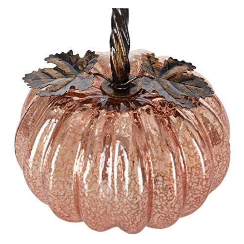 denlix Mercury Glass Pumpkin Lights Fall Decor, Battery Operated LED Timer 5.5 Inches Decorative Pumpkins, Fall Centerpieces for Tables Decorations