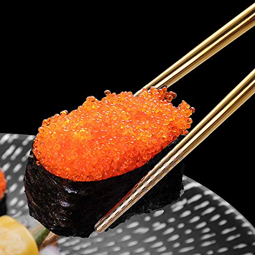 Chopsticks Reusable 5 Pairs with Travel Bag Metal Chopsticks Dishwasher Safe Stainless Steel Colorful Chopsticks Set 21cm Long for Eating (Gold) - Thumbnail 5