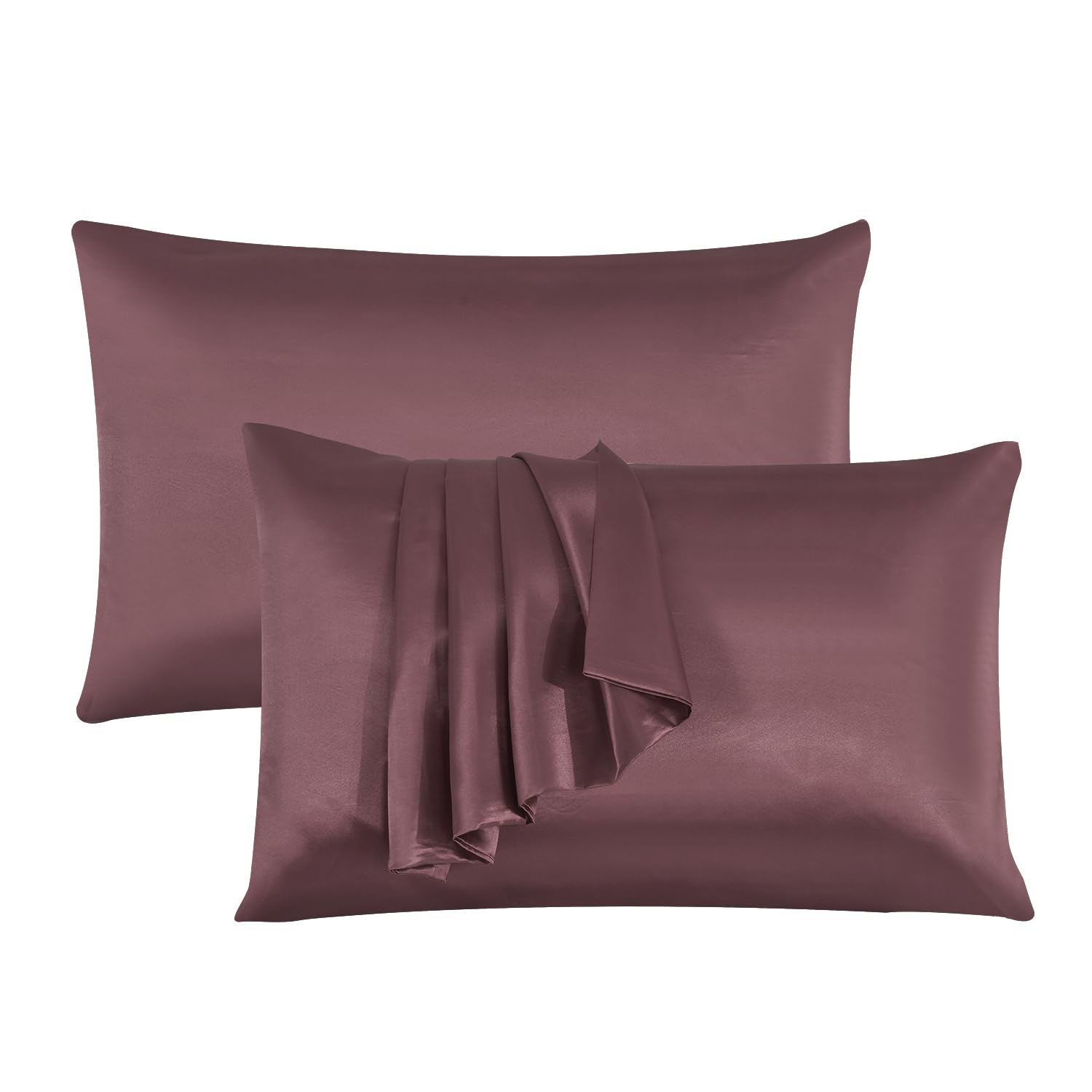 ROOEE Satin Silk Pillowcases for Hair and Skin 2 Pack Standard Size 50x75cm Envelope Closure Pillow Case (BLUSH PINK)
