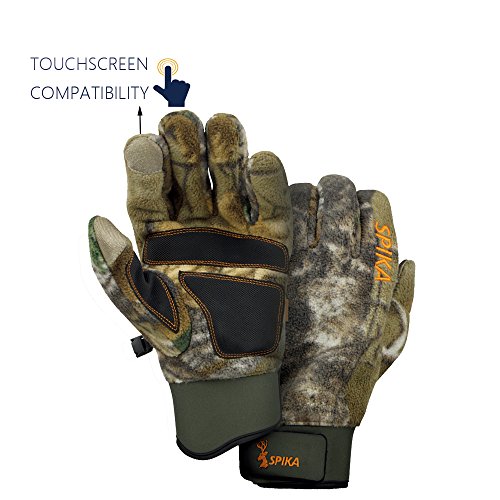 SPIKA Camouflage Tactical Hunting Fleece Gloves with Sure Grip Palms and Touchscreen Compatibility L - //coolthings.us