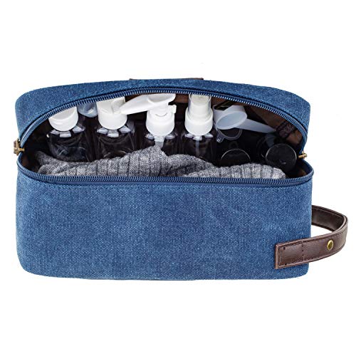 Toiletry Bag for Men Canvas Artificial Leather Trimming Make Up Bag