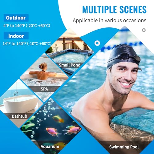 Pool Thermometer Floating Easy Read, Waterproof Wireless Digital Pool Thermometer with Large Screens, IPX8 Waterproof High Precision Temperature Gauge for Swimming Pool, Hot Tub, Spa, Pond, Fish Tank