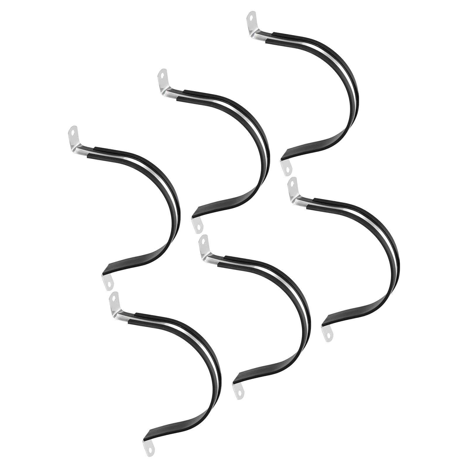 TOP-VIGOR 6Pcs 108mm(4-1/4") U-Shaped Rubber Cushioned Stainless Steel Pipe Clamp