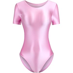 MJINM Tight-Fitting,Smooth, one-piece Swimsuit, Bodybuilding Garment, Half-Sleeved top with Crotch Coverage