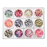 Nail Glitter Sequins, DANCINGNAIL 12 Colors/Set Mixed Colorized Nail Art Glitter Sequins DIY Decoration