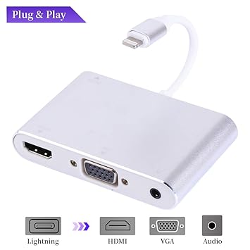 MASOMRUN HDMI+VGA+Audio-Adapter, HDTV1080P VGA & HDMI & Audio Adapter, 3 in 1 Digitaler AV-Adapter Konverter für alle Geräte 