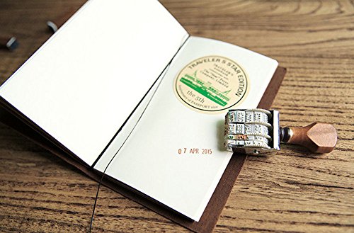 D-worthy Retro Wooden Handle & Base Roller Date Stamp, Rubber Stamp for DIY Craft Card Making Planner Scrapbooking (Brown)