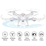 Beebeerun Wifi FPV Quadcopter Drone with Camera Live Video 2.4GHz 6-Gyro Headless Mode Altitude Hold One-Key Function VR Headset-Compatible Gravity Induction Damage Resistance, White