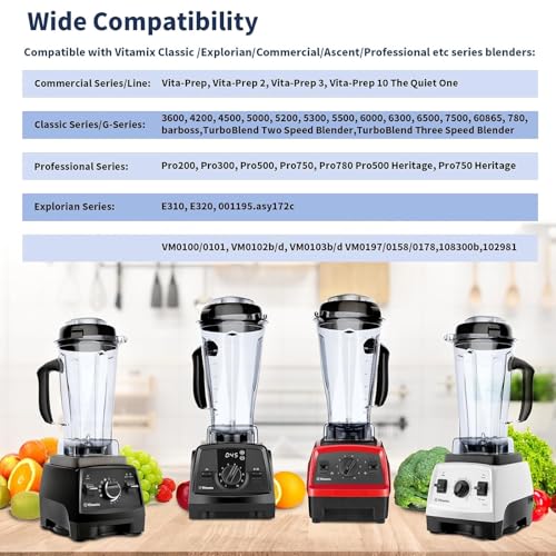 For Vitamix Blender Pitcher 64oz, Replace 5200 5300 6500 7500 Pro200 500 Vita-Prep vm0101 vm0102 E310 320 etc, Perfect Fit for Vitamix Classic/Explorian Series Blender Container Cup