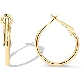 PAVOI 14K Gold Plated 925 Sterling Silver Post Hoops | Large Hoops Earring | Lightwight Gold Hoop Earrings for Women
