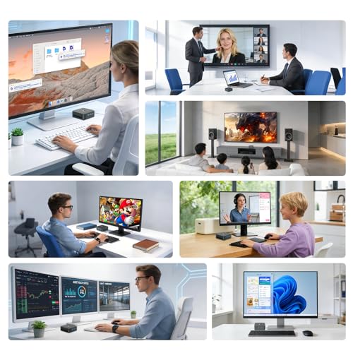 Huidun 2026 Ryzen 5 H80 Mini PC, 16GB DDR4 RAM 512GB SSD, Win-11 Pro, Micro Desktop Computer with Radeon Graphics, 4K@60Hz Dual Display, WiFi/BT/USB 3.2, Ideal for Office, Home and Studio