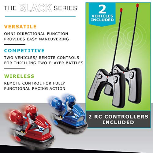 Black Series RC Head-to-Head Speed Bumper Cars 2-Player Game Set Red vs. Blue for Kids, Remote Control Multiplayer Action Arcade Vehicles with Ejectable Drivers and Real Rubber Tires, Battery Powered