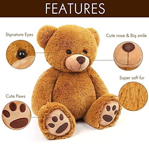 LotFancy Plush Bear 50 cm, Plush Bear, Soft Plush Teddy Bear Stuffed Teddy Bear Cute Plush Animals for Children and Babies Brown