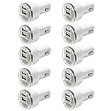 Dual USB Car Charger, FREEDOMTECH 10-Pack USB Car Charger for iPhone X / 8 / 7 / 6s / Plus, iPad Pro / Air 2 / mini, Galaxy S7 / S6 / Edge / Plus, Note 5 / 4, LG, Nexus, HTC and More Devices (White)
