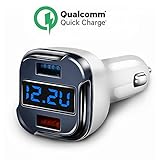 Quick Charge 2.0 Car Charger, Dual USB Car Charger, 5V 2.4A Fast Car Charger Adapter With Voltage Display Current Tester for IPhone X,8,7,7 Plus,6 Plus,Ipad Nexus LG HTC SONY Samsung Galaxy Note