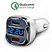 Quick Charge Car Charger, 24W 5A Fast Dual USB Charger Adapter With Voltage Meter Monitor Ammeter Current Tester for IPhone X,8,7,7 Plus,6 Plus,Ipad Nexus LG HTC SONY Samsung Galaxy S6 S7 S8 Edge