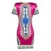 Knight Horse Women Traditional African Print Dashiki Bodycon Plus Size Short Sleeve Dress Yellow X-Large